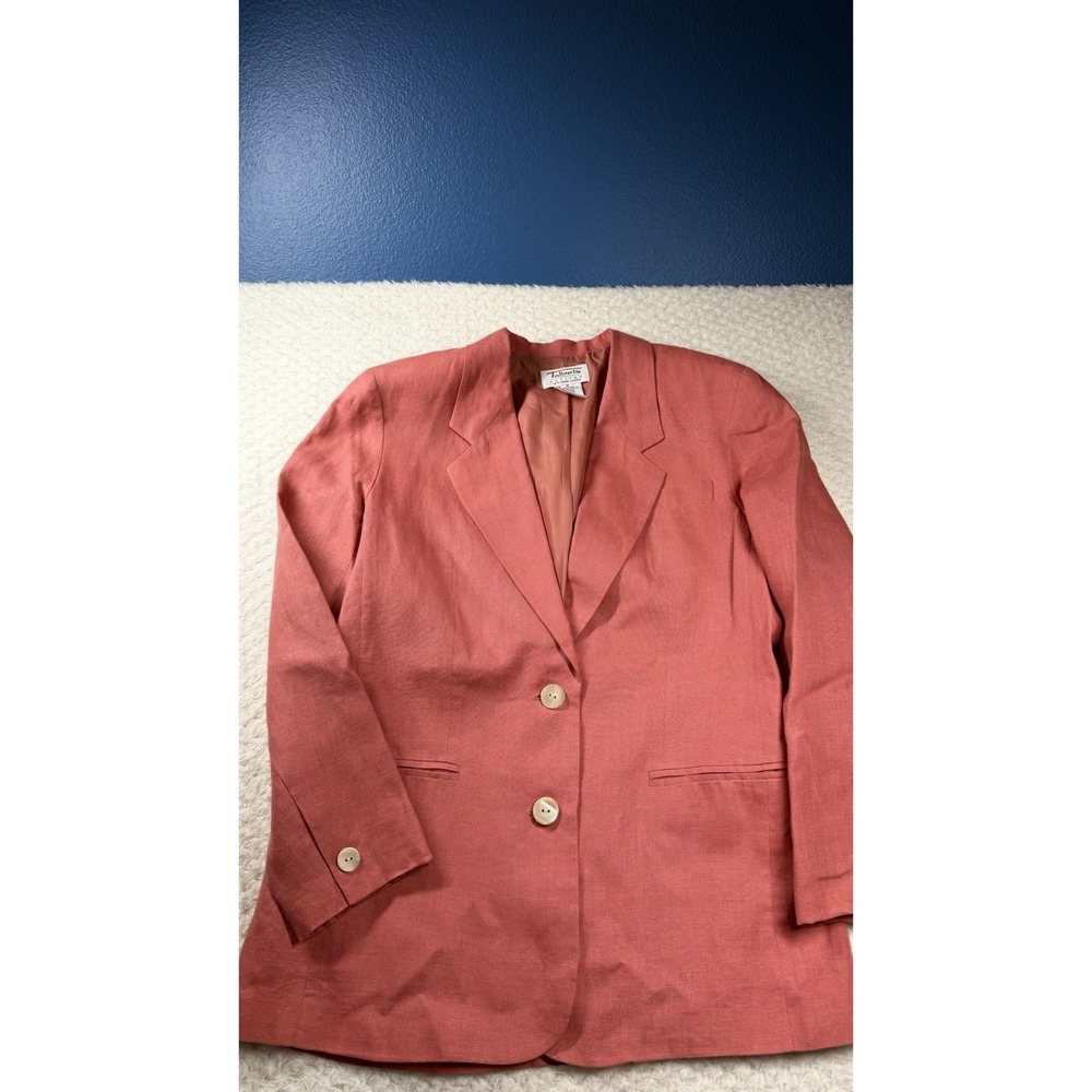 Vtg Talbots 100% Irish Linen Pink Blazer Jacket 6 P Coastal Classic Office